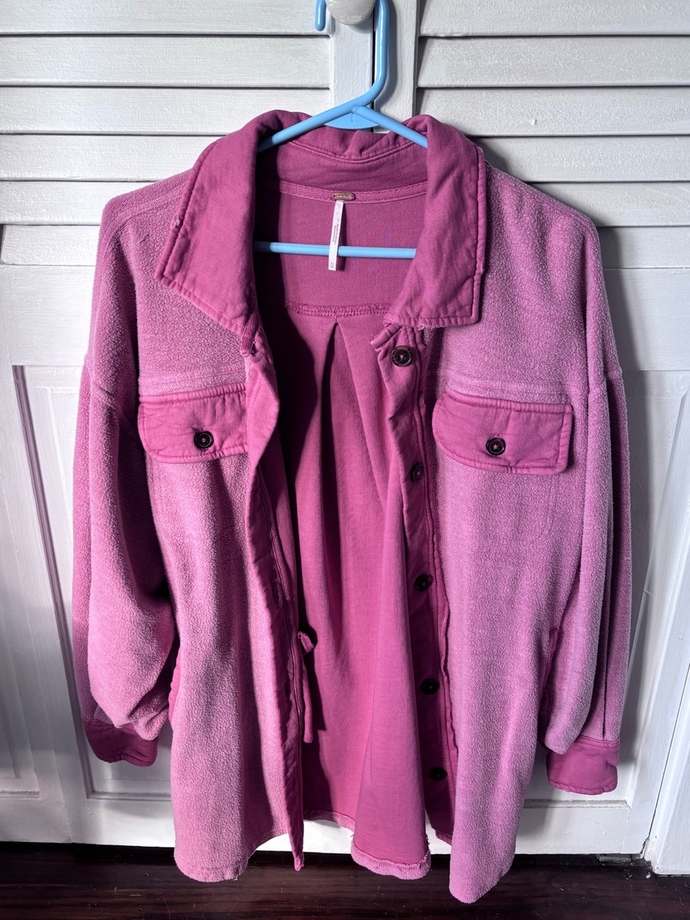Free People Women's Pink Fleece Shacket Jacket Size XS